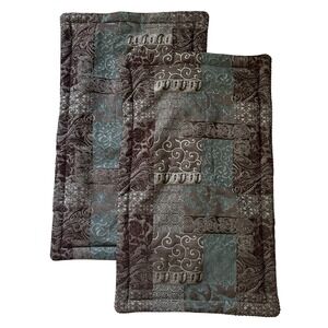 Croscill Home Galleria Quilt Shams 40x25 in California King Brown Teal Set of 2